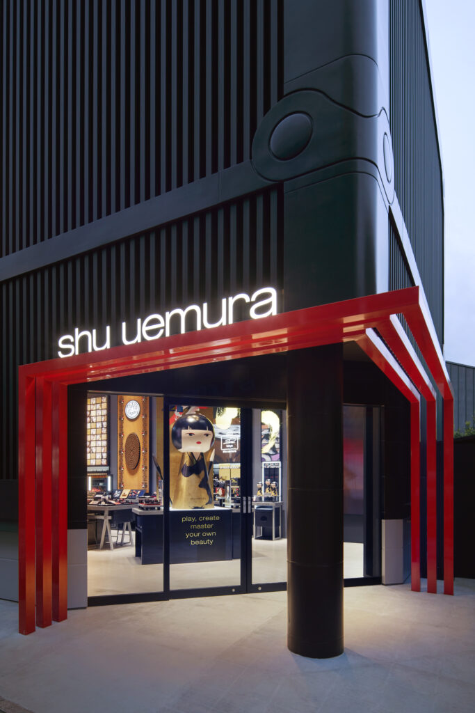 an image of Shu Uemura flagship store entrance collaboratively designed by PDFM with Shu Uemura design team
