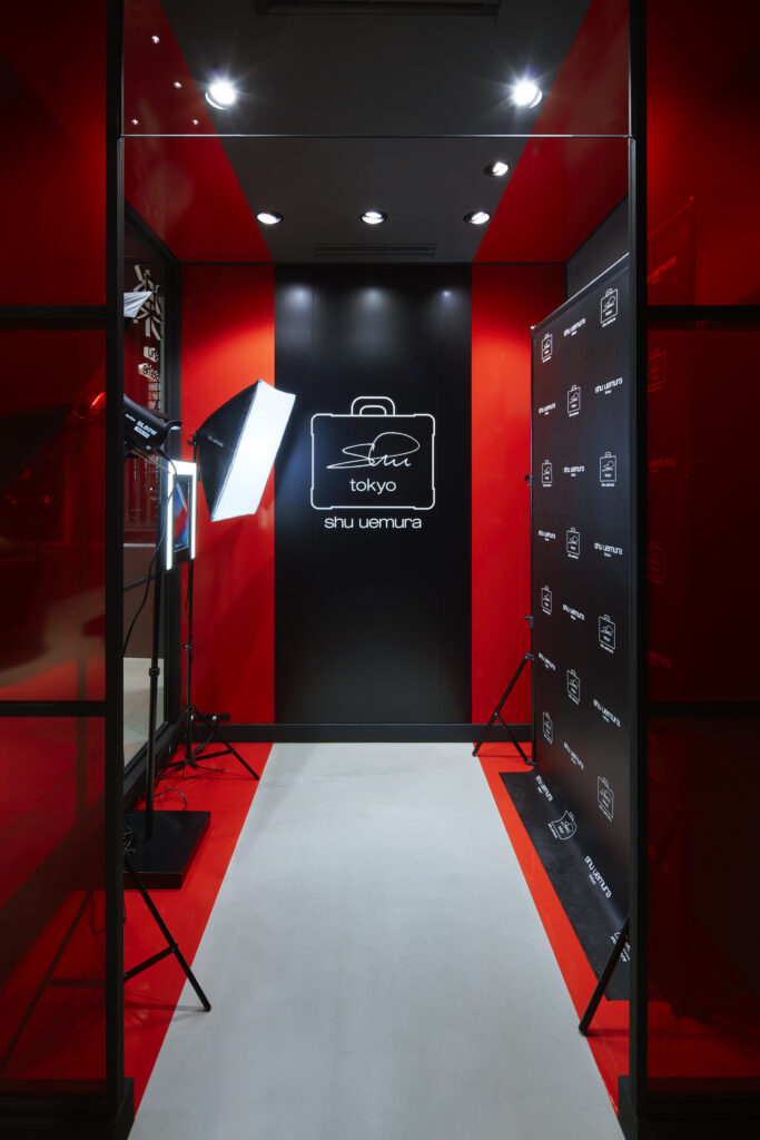 an image showcasing the interior of Shu Uemura flagship store collaboratively designed by PDFM with Shu Uemura design team