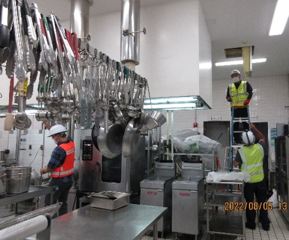 PDFM workers managing exhaust duct system of kitchen duct hoods in NAF Atsugi