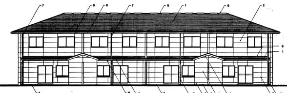 Blueprint of townhouse included in PDFM's seismic and environmental evaluation for a revitalization project.